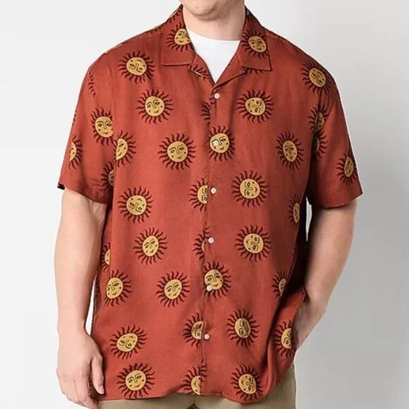 NWT ARIZONA JEAN SHIRT Mens BIG & TALL 3XL Short Sleeve ORANGE SUN 1178-A1 - Picture 11 of 11